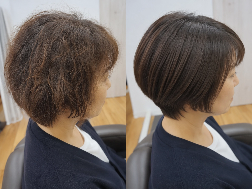 縮毛矯正で傷んだ髪・ビビリ毛が気になる方へ|松江市で本気で髪を綺麗にしたい大人女性へ 1 松江市の美容室ef.mayke`sの縮毛矯正でビビリ毛を改善